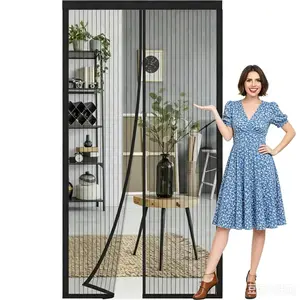 Mesh Magnetic Screen Door, Breathable Door Curtain, Outdoor Screen Fence, Easy To Install, Automattic Closure