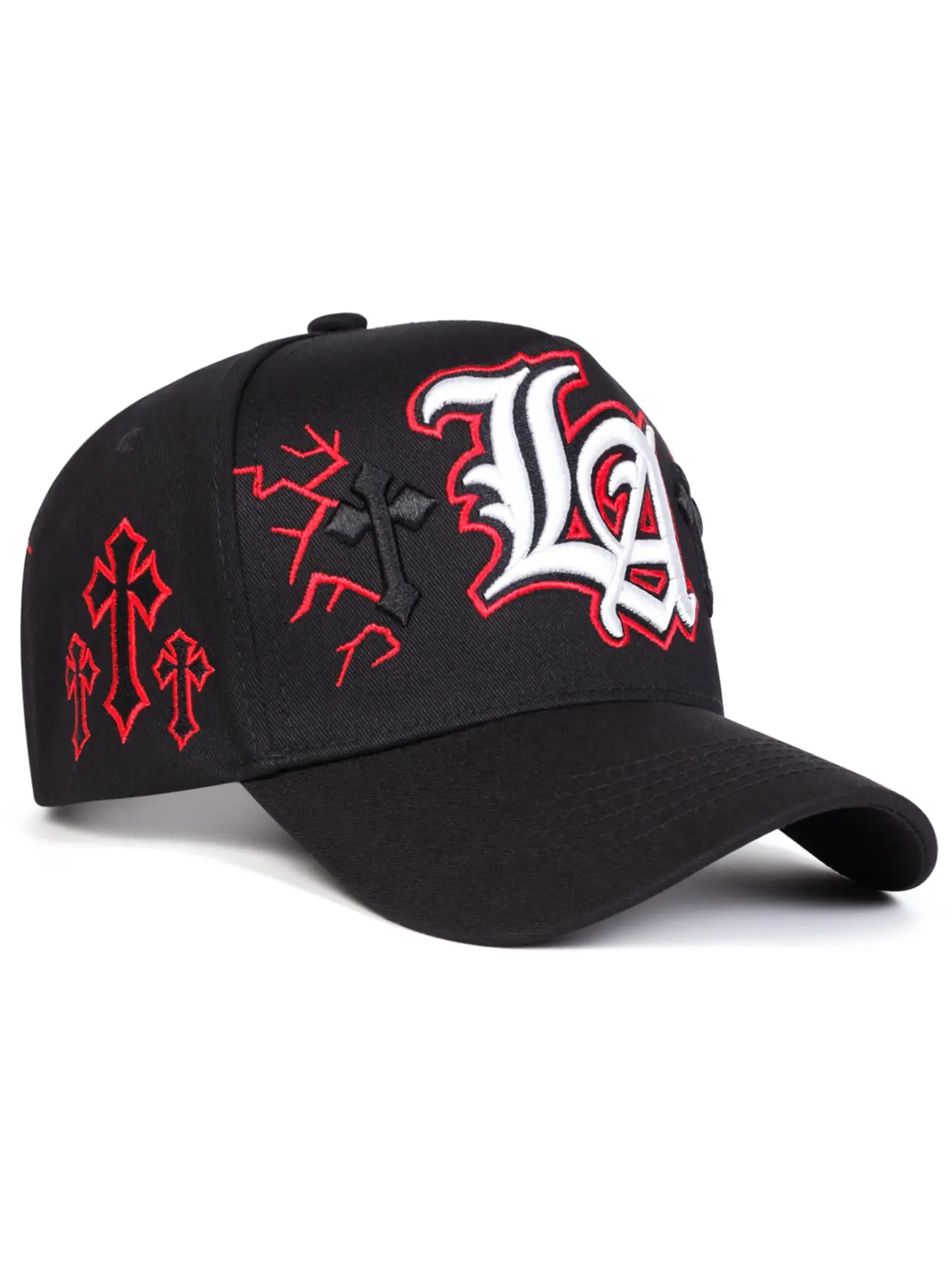 Unisex Gothic La Thorns Cross Five-Panel Premium Fashion Snapback Baseball Hat Adjustable, Fashionable Hats Adjustable Sun Protection Casual Cap for Spring Fall Travel Beach Vacation