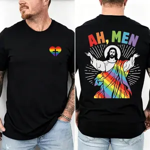 Rainbow LGBTQ Christian Pride Flag Religious T-Shirt Tshirt Classic