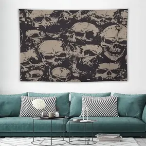Gothic Skeleton Tapestry Wall Hanging, Tapestry Wall Mural, for Halloween, Vintage Horror Decoration Featuring Multiple Skulls And Splatter Designs, Comes with Free Installation Kit Home Decor Gifts Outdoor Gatherings