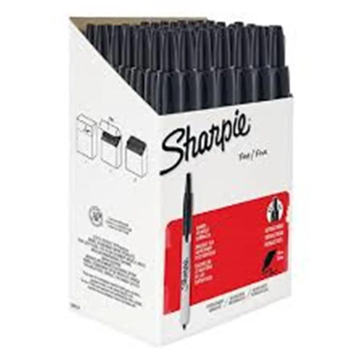 Sharpie Permanent Markers, Black - 36-Pack, Retractable, Non-Toxic, High Accuracy, Extreme Control for Office Marking Needs, Pack Of 36