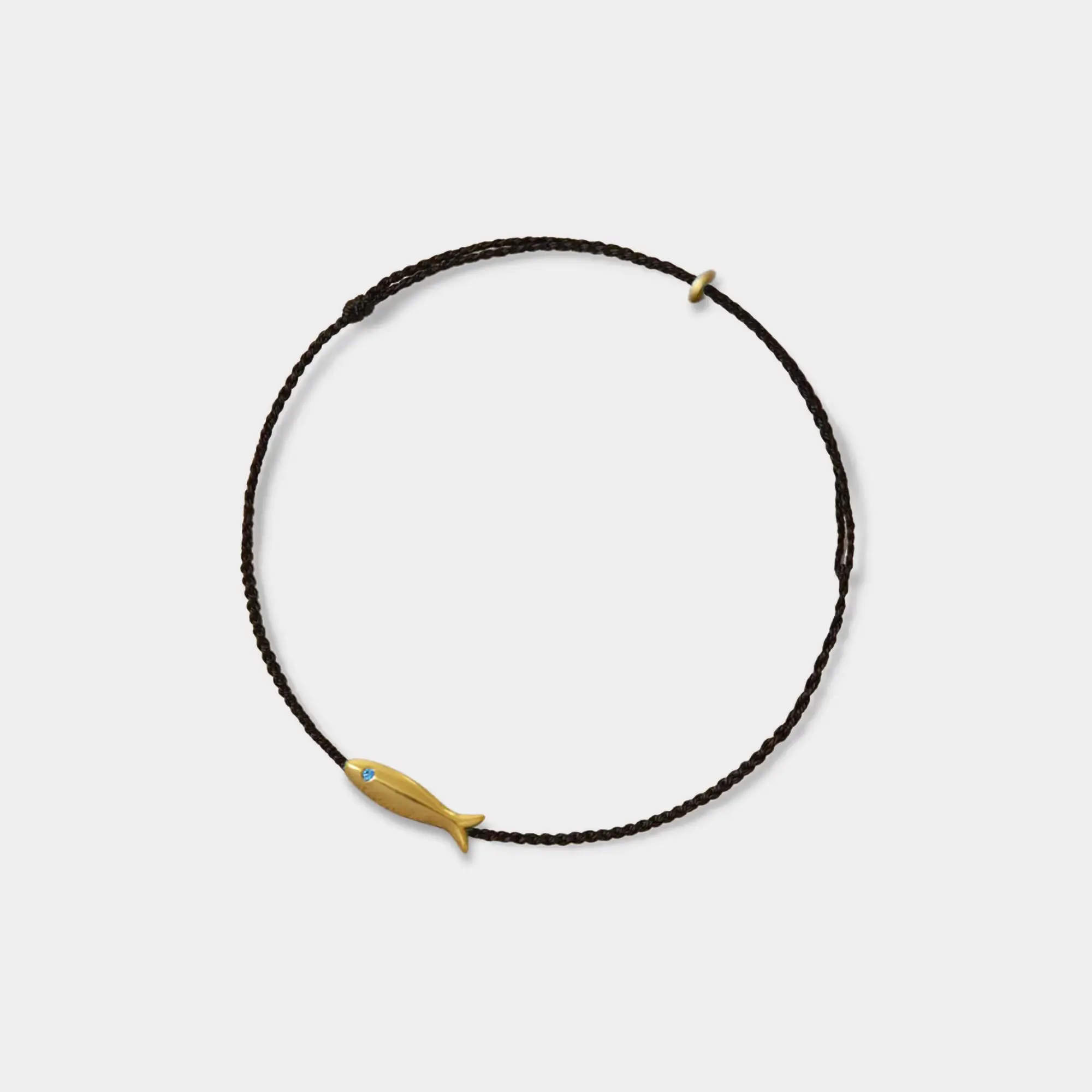 Gold Fish Braid Black Rope Anklet
