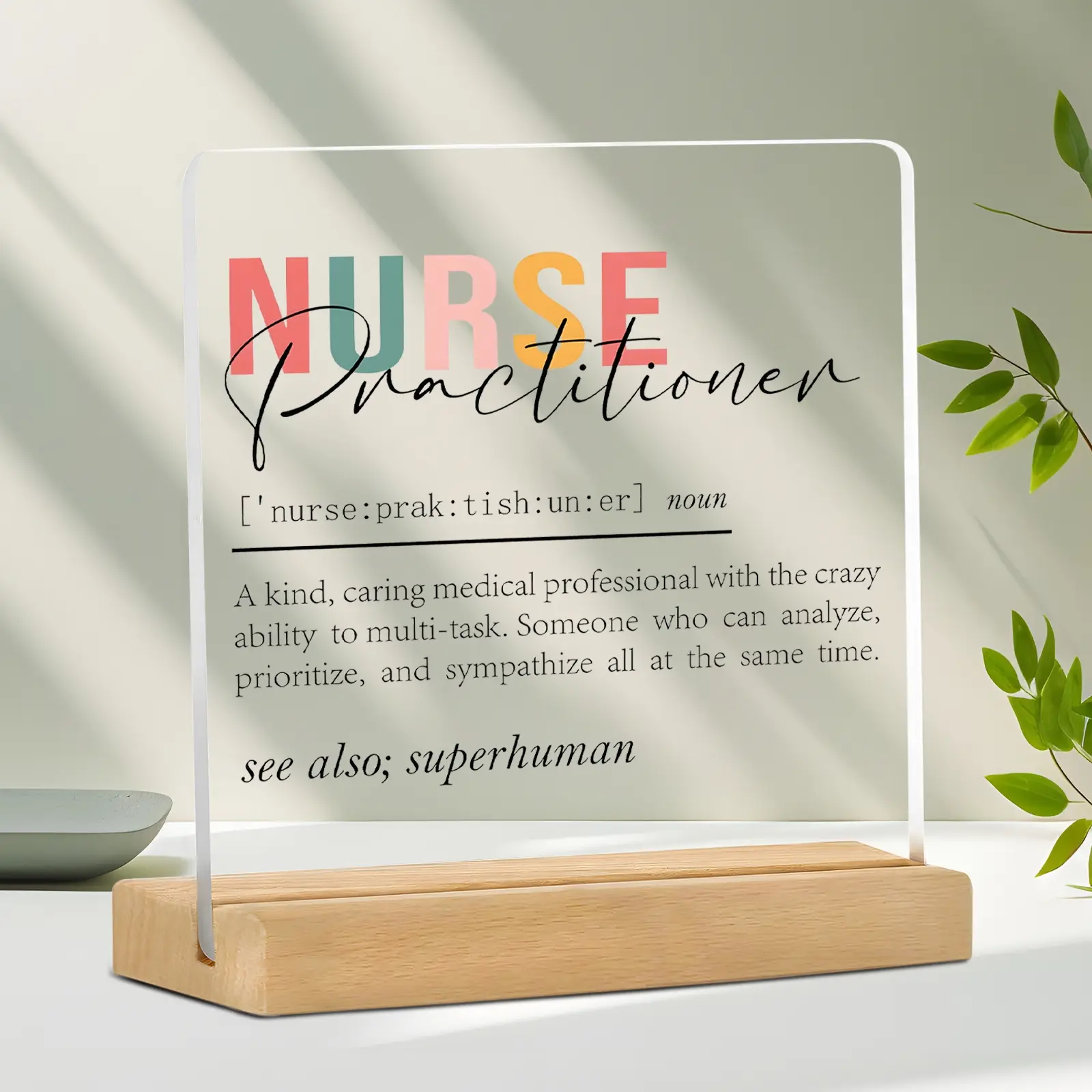 Nurse Practitioner Gifts for Women, Transparent Desk Decor Sign, Nurse Week Thank You Gift, Np Student Graduation Day, Office Nameplate