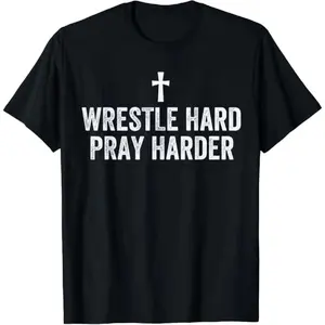 100 Percent Cotton Christian Wrestling Apparel Wrestle Hard T Shirt For Faithful Athletes