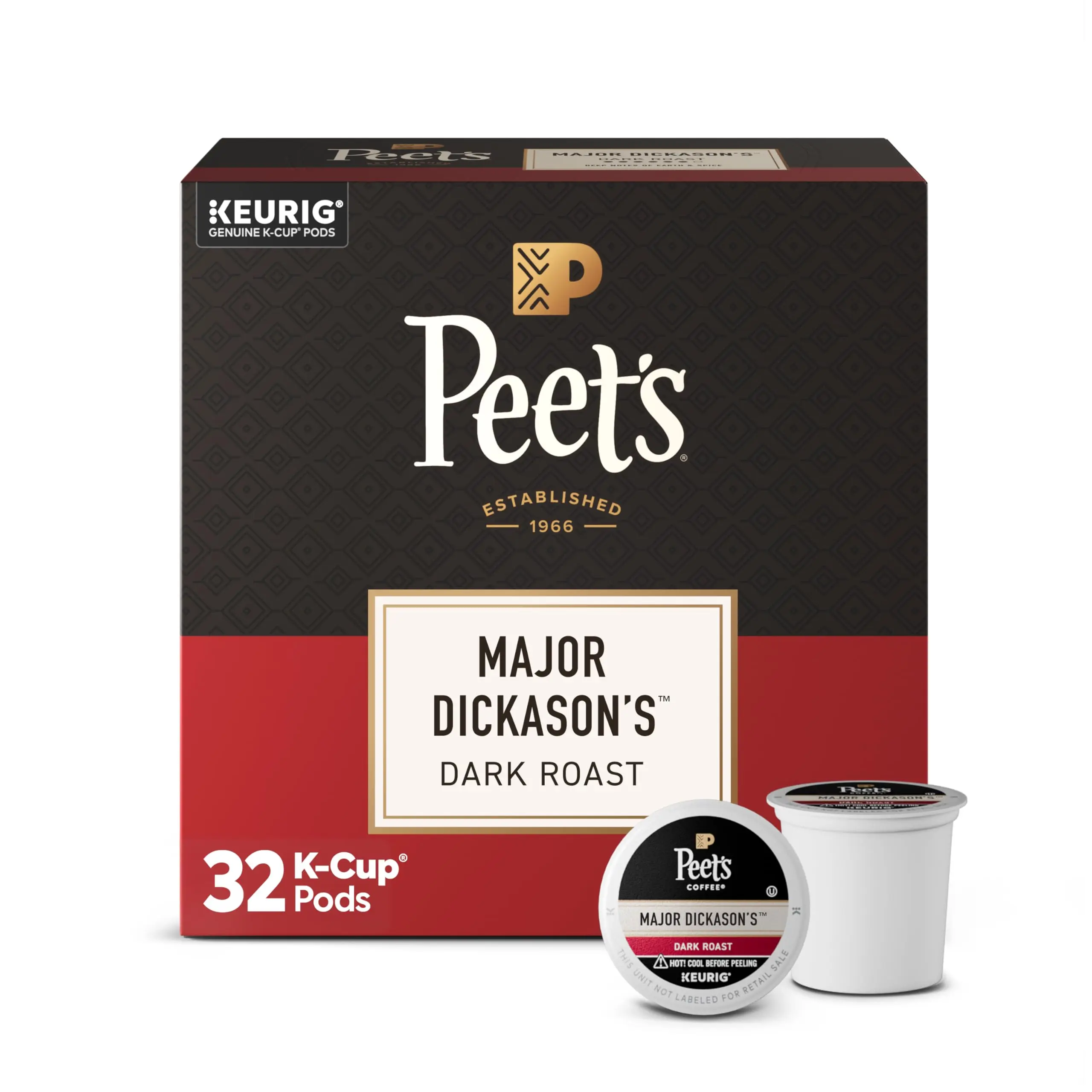 Dark Roast Coffee K Cup Pods 100% Arabica Major Style Blend 32 Count Single Serve Coffee Pods Compatible with Keurig Brewers