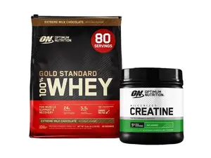 Optimum Nutrition Whey Protein + Creatine Combo – 80 Servings Protein & 135 Servings Creatine for Muscle Growth & Performance Stack Dietary Supplement - Healthcare