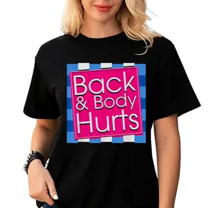 100% Cotton Funny Back Body Hurts Tee Quote Exercise Workout Gym Top T-Shirt