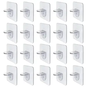 20 Pcs Plastic Shelf Support Pegs - Self Adhesive Shelf Hooks & Brackets for Kitchen Cabinet Closet Book Shelves & Furniture Partition Clear Design