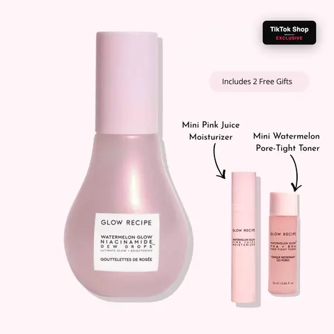Glow Recipe Watermelon Niacinamide Dew Drops Serum Primer - Cruelty-Free, Gentle Lightweight Multi-Use Brightening, Smooth, Hydrating, 1000x Hyaluronic Acid Formula for Adults, Moisturizes, Plumps, Adds Dewy Glossy Texture, Boosts Glow Up