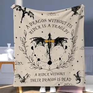 Dragon Knight Pattern Blanket, 1 Count Soft Warm Throw Blanket, Air-conditioned Room Blanket, Warm Nap Blanket for Home Office Travel, Room Accessories, Bedding Sets, Flannel Throw Blanket, Slogan Print Blanket, Halloween, Flannel Blankets