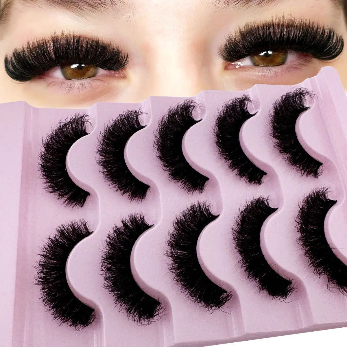 Luxurious D Curl False Mink Eyelashes, Soft Comfortable Dramatic Fake Lashes, Fluffy 3D Long Thick Natural Mink Lashes, Perfect for Parties Halloween Christmas, Volume Lashes