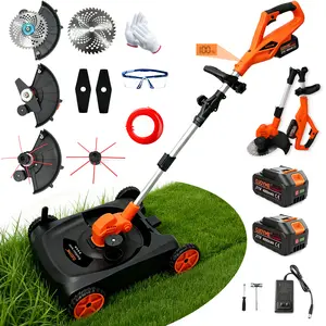 OJOYME 21V Cordless Lawn Mower - 3-in-1 Electric Grass Trimmer with Brushless Motor, Wheels and 2 Batteries, Suitable for Small to Medium Courtyards and Gardens