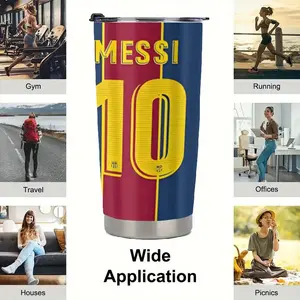 1pc Messi # 10 Soccer Jersey Design Tumbler - Double-Wall Vacuum Insulated Cup with Messi & Number 10, Leakproof Lid - Keeps Drinks Hot/Cold for Hours - Perfect Gift for Soccer Fans