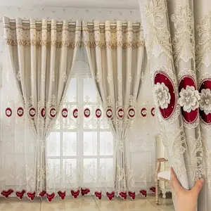 1pc Luxury Embroidered Curtains, Elegant Drapes for Living Room & Bedroom, High-Quality Fabric Design, Perfect for Home Decor, Home Decoration Curtain