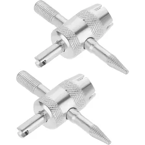 2 Pcs 4-in-1 4-Way Valve Core Tool Tire Valve Stem Removal Puller Tool for Bicycle Bike Automobile Car