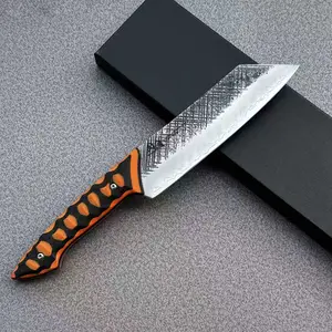 Tonggang 7" Kiritsuke 10Cr15CoMoV Handmade Forged Kitchen Knife With G10 Orange Black Handle Kitchenware Cutting knife Cooking, Knives