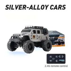 Mini 1:64 RC Jeep Truck Toy Gift, Durable Alloy Body, LED Light Remote Control Car, 2.4GHz Control System, Speed & Steering Adjustable