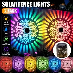 2pcs Solar Wall Lights, Iron Art Peony Design, Waterproof Solar Illuminated Lanterns, Garden Decor, Vintage Style, Patio Balcony Door Lighting