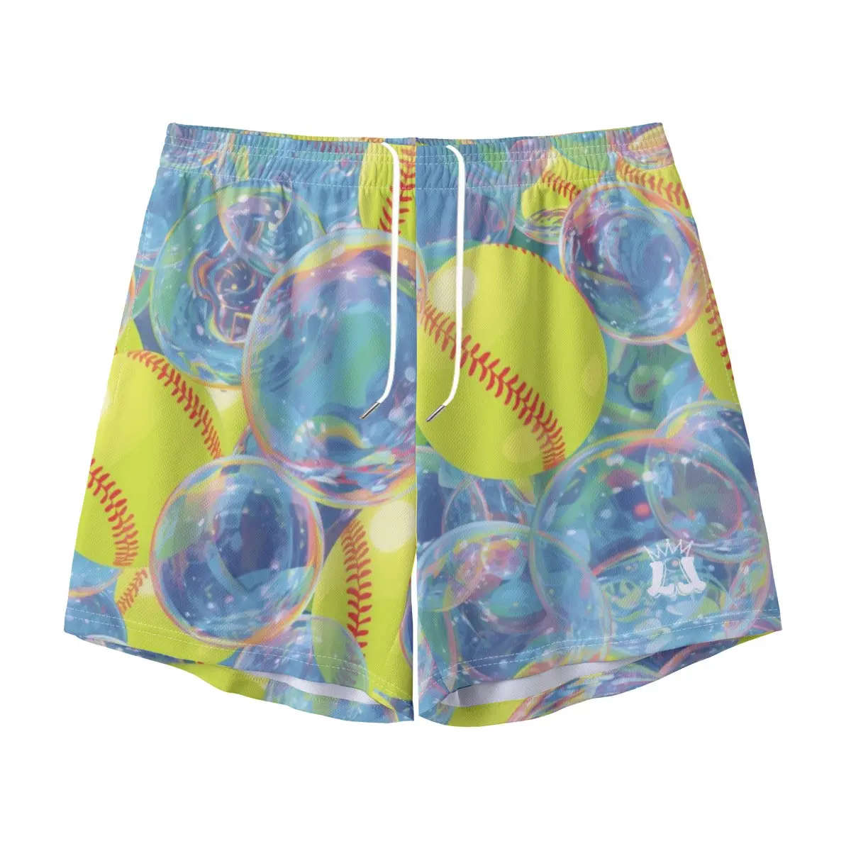 Adult Softball Bubble Shorts, Doubles and Bubbles, S, M, Polyester Clothes, Adjustable Waist, Breathable Mesh, Universal Fit, All-Day Wear, Active