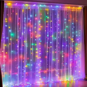 300 LED Christmas Curtain Lights String, 8 Lighting Modes, Remote Control USB Fairy Light, Bedroom Window Decor, Halloween Wedding Party Backdrop, Led Lighted