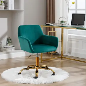 【GOOGREAT】HengMing Faux Fur Home Office Chair,Fluffy Fuzzy Comfortable Makeup Vanity Chair ,Swivel Desk Chair Height Adjustable Dressing Chair for Bedroom