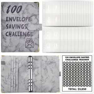 100 Envelopes Money Saving Challenge, A5 Budget Binder Book, Cash Envelopes with Numbers, 100 Days to Save $5,050, Office Use