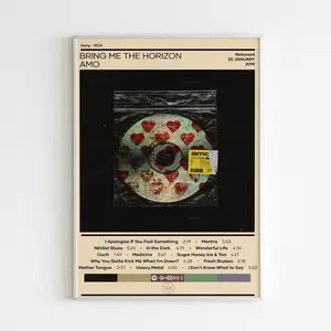 Bring Me the Horizon AMO Poster Rock Music Album Cover Graphic Wall Decor 4 Color Room Poster Gift Autographed Signed Print