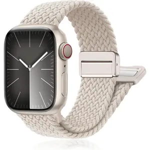 Magnetic Braided Stretchy Loop - Compatible with Apple Watch Band Series 11/SE 3/Ultra 3 42mm 46mm 40mm 41mm 44mm 45mm 38mm Ultra/2 49mm Women Men,Elastic Woven Fabric Nylon Strap for iWatch Ultra Series 10 9 8 7 6 5 4 3 SE