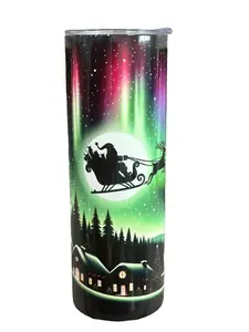 Northern Light Christmas - 20oz oz 20 oz. 20oz. - Skinny Straight Sublimation Tumbler - Amy's Tumbler Junkies - Your Favorite Tumbler Shop!