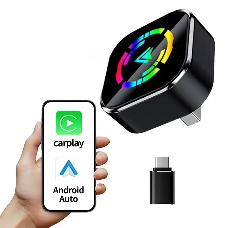 2026 Compact Carplay Adapter, Supports iPhone Android, Wired to Wireless, Stable Fast Connection, Hands-Free Calling, Carplay Converter
