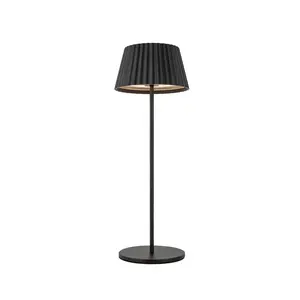 Alora Dario Rechargeable LED Table Lamp with Pleated Metal Shade and Hold-to-Dim Feature