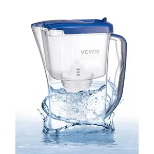 VEVOR Water Filter Pitcher, 6 Cup Glass Water Filter Dispenser, Fast Compact Fridge-friendly Water Filtration System, No BPA, Lasts 3 Months or 211 Gallons, Reduces Chlorine, Rust, Odors, PFOA/PFOS