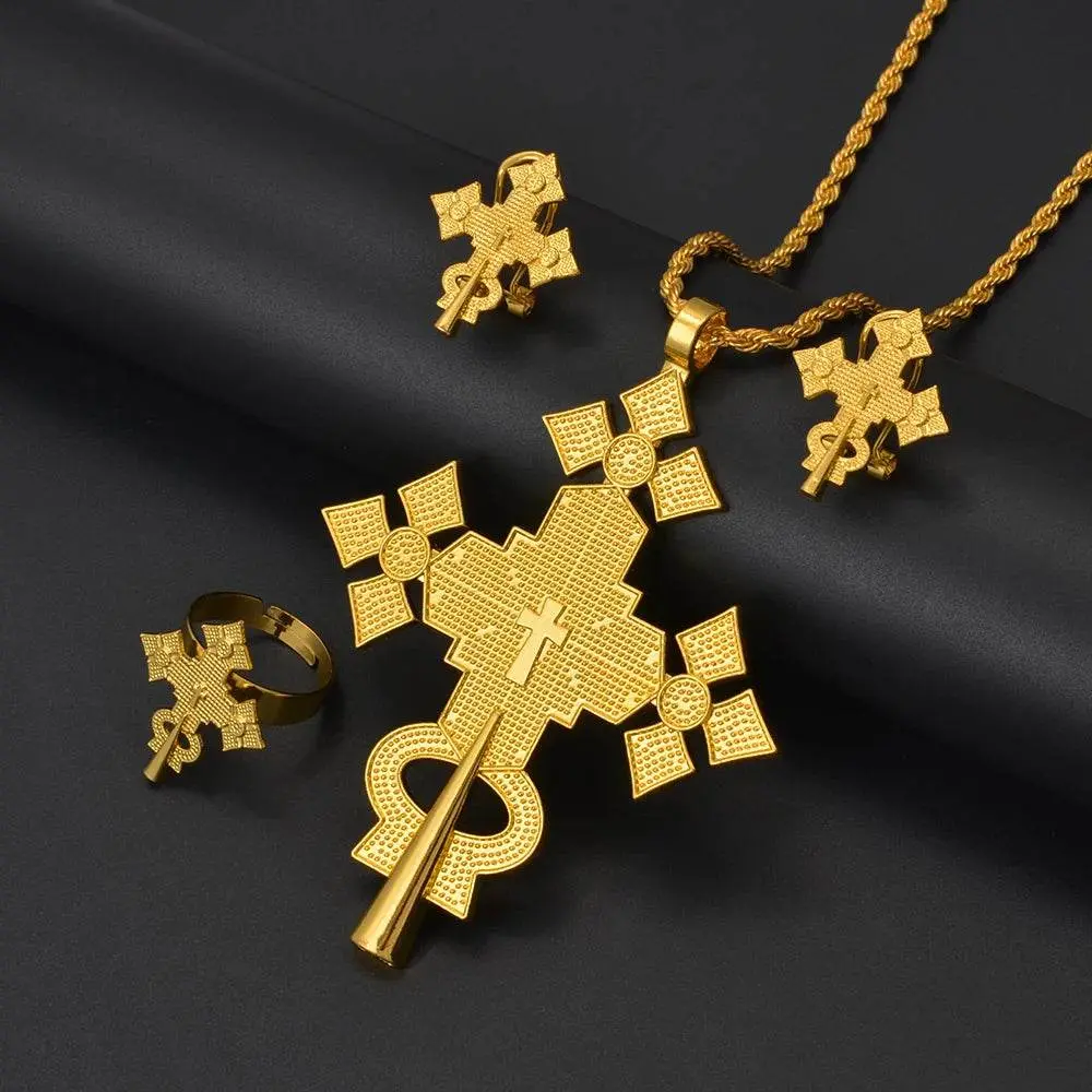 Ethiopian & Eritrean Cross Jewelry Set, Habesha Accessories