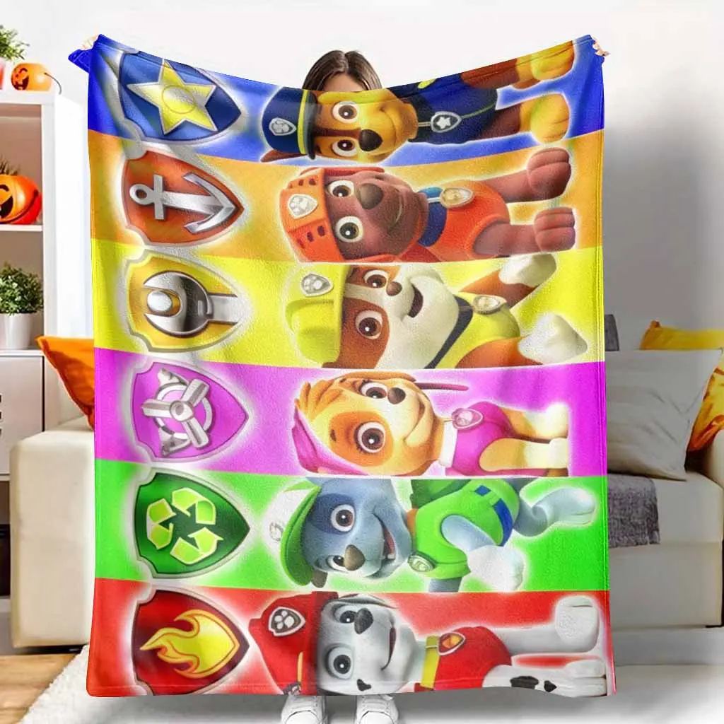 Paw Patrol Flannel Printed Blanket - Soft Fluffy Cozy Breathable Warm All Seasons Throw Blanket, Cartoon Dog Pattern, Lightweight Easy to Clean, for Couch Bed, Gift for Fans (TikTok Shop Spring Glow Up), Soft Fluffy Blanket