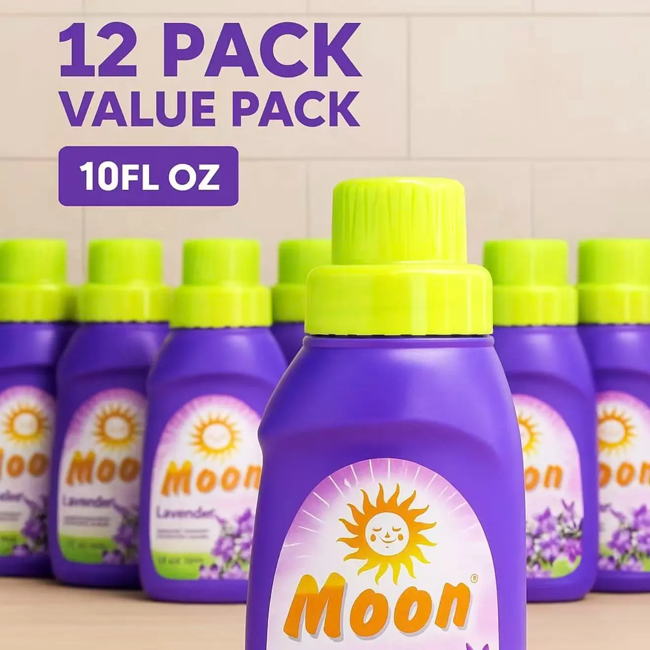 12CASE Moon Lavender Laundry Detergent 306ml Mini Portable Laundry Liquid Safe for Family, Kids Clothes & Delicates