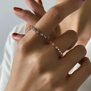 Korean Version Of The New Simple Five-Pointed Star Ring Sweet Opening Copper Inlaid Zircon Index Finger Ring Small Fresh Star Ring