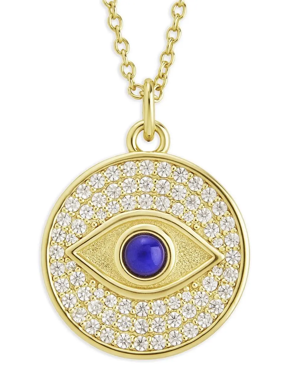 Pave CZ Evil Eye Pendant Necklace - Gold Plated, Silver Pendants & Necklaces, Blue Gemstone, Evil Eye Charm, Sparkly Jewelry Accessory, Gold Plated Necklaces, Silver Necklaces & Pendants