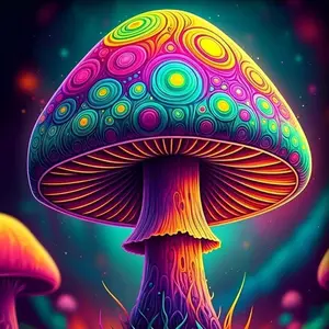 5D DIY Full Diamond Round Drill - Diamond Painting Kit Colorful Mushroom Mosaic Canvas DIY Wall Art, Home Wall Decor, Diamond Art Tools