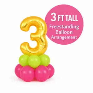 3ft Freestanding Balloon Number Arrangement 3ft Tower for Birthdays Graduations Anniversary Customizable 0-9 Party Decor Photo Backdrop - Prop