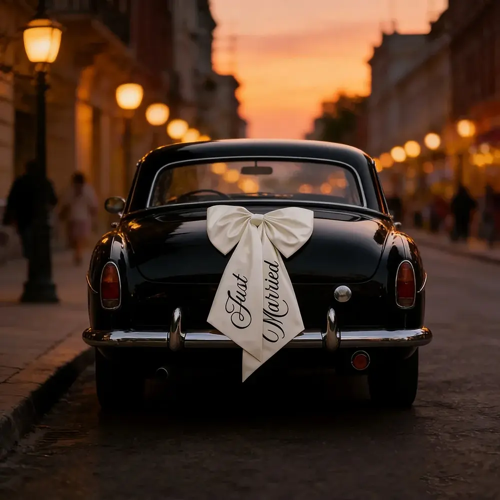 Just Married Car Bow Wedding Proposal Decoration Car Ribbon Engagement Bridal Shower Bachelorette Party Accessory Souvenirs Anniversary Party Gift Romantic Gift Anniversary Present