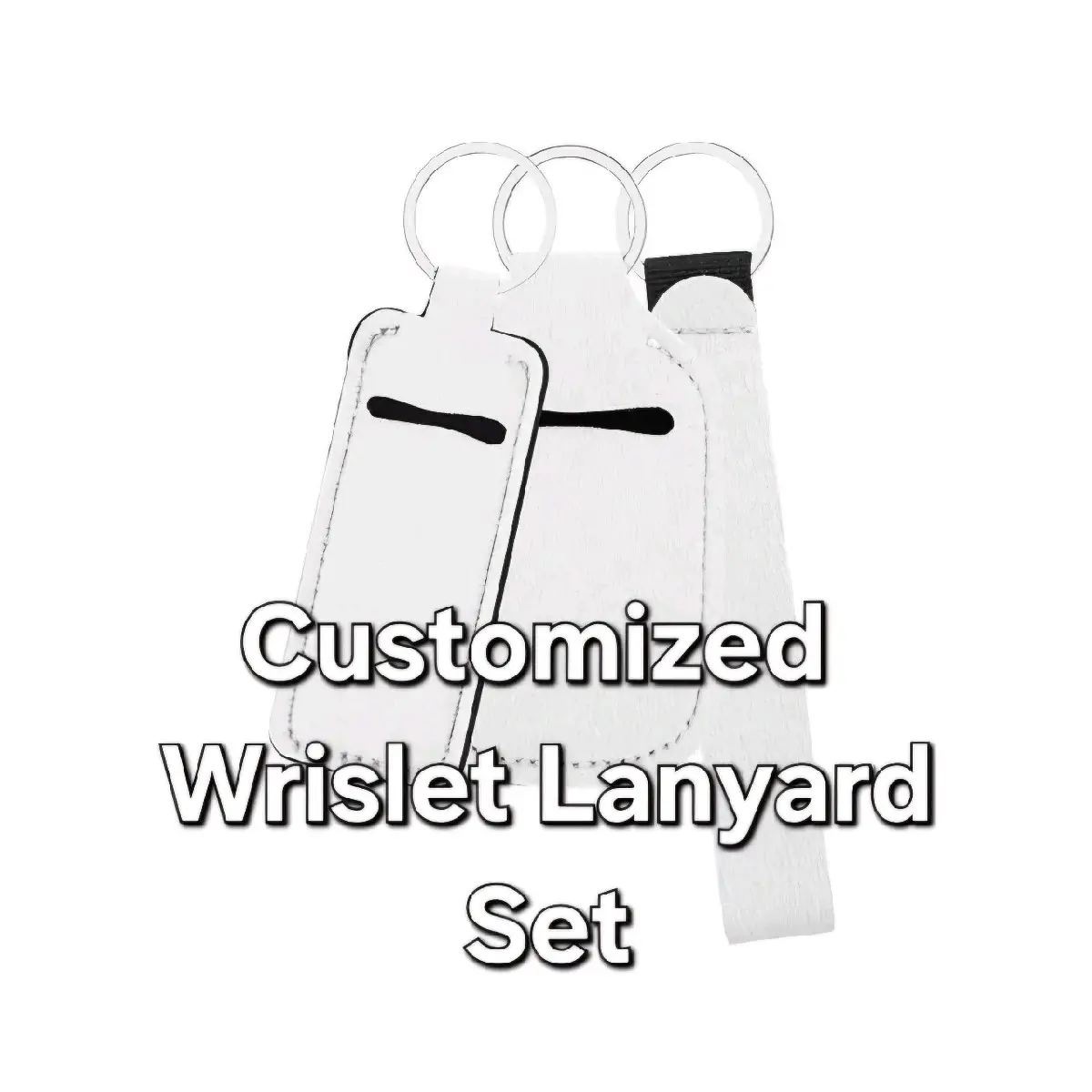 Wristlet Lanyard Customizable includes hand sanitizer pouch and chapstick pouch