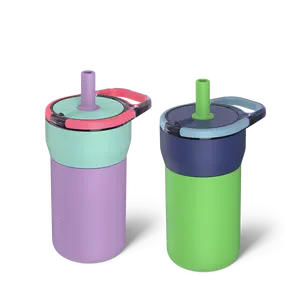 2-Pack Bundle: BrüMate Leap 12oz Kids Straw Tumbler | 100% Leakproof Prevents Spills | Silicone Sleeve Protects From Dents & Dings | Keeps Ice 24+ Hours | Cup Holder Friendly