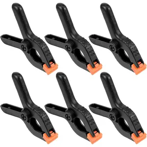 6 count Black Plastic Balloon Arch Clips, 3.5 inch Anti-Slip Spring Clamps for Balloon Arch Backdrop Clamp Heavy Duty Clamps for Backdrop Curtain Photo Prop