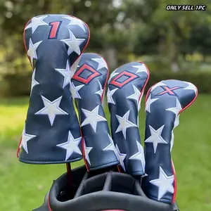 Star & Striped Pattern Golf Driver Headcover, Waterproof & Wear-resistant Golf Club Head Cover, Golf Accessories for Hybrid Driver Fairway Wood Cover, Golf Equipment