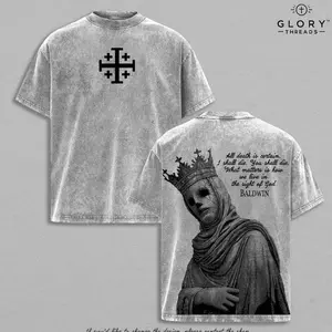 Baldwin IV The Leper King T-Shirt, Tank Top & Hoodie Washed Crusader King of Jerusalem Tee, Jerusalem Cross Medieval Christian Shirt, Vintage Washed Gothic Faith Streetwear - Jesus Apparel - Christian Outfit P0P