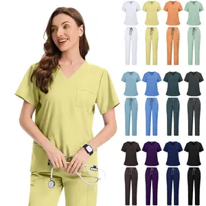 New color release: quick-dry elastic scrub suit, plus size, doctor and nurse uniform, solid color set, lightweight, casual and comfortable