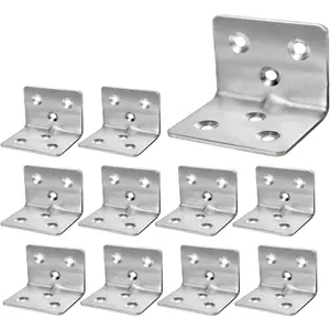 40Pcs Stainless Corner, 1.2" x 1.2" x 1.5" Small Corner Bracket for Wood Furniture, Sliver 90 Degree L Brackets, Joint Angle Bracket Shelf for Table Chair Cabinets