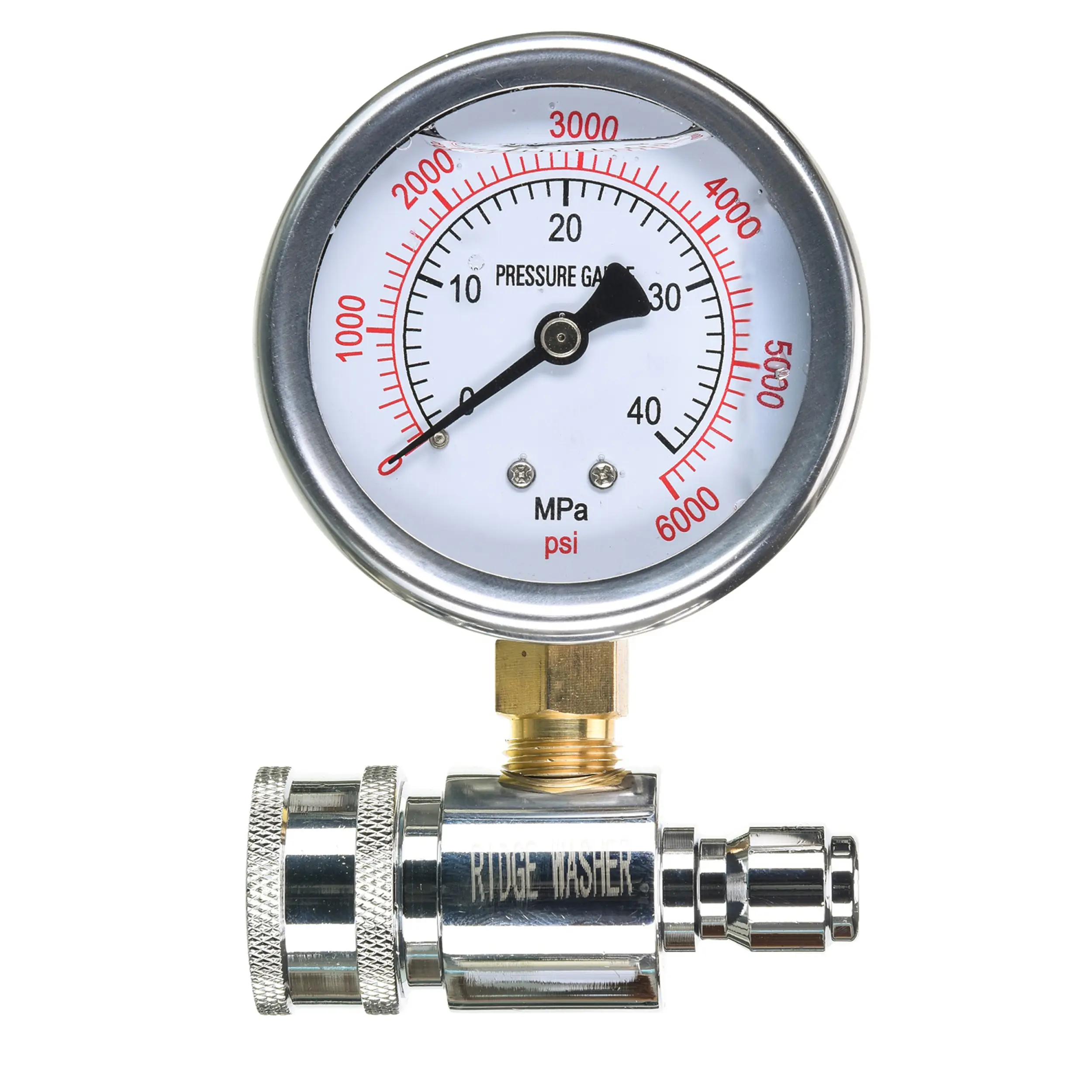 RIDGE WASHER Pressure Washer Test Gauge - 3/8 in Quick Connect Socket & Plug, 6000 PSI, Accurate Water Pressure Readings, Minimized Vibration, Compatible with Most Brands (DealsForYouDays)