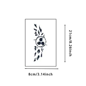 6 large herbal tattoo stickers, including 1 anime-themed sticker and 5 random designs; lasts 7–15 days, waterproof and resistant to friction, realistic effect; suitable for those who don’t want tattoos but are sensitive to pain.