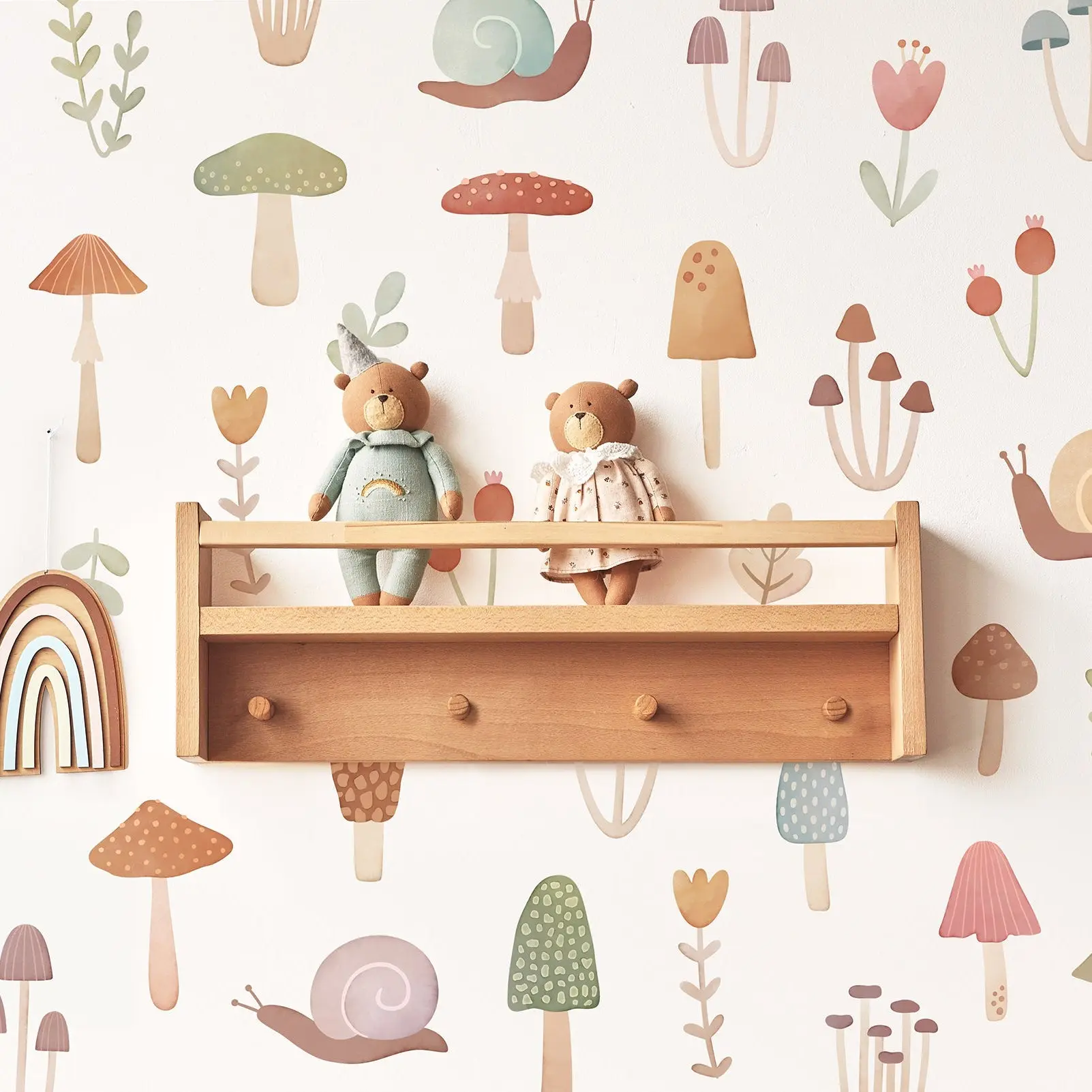 Woodland Mushroom Wall Decals - Removable & Reusable Fabric Wall Stickers